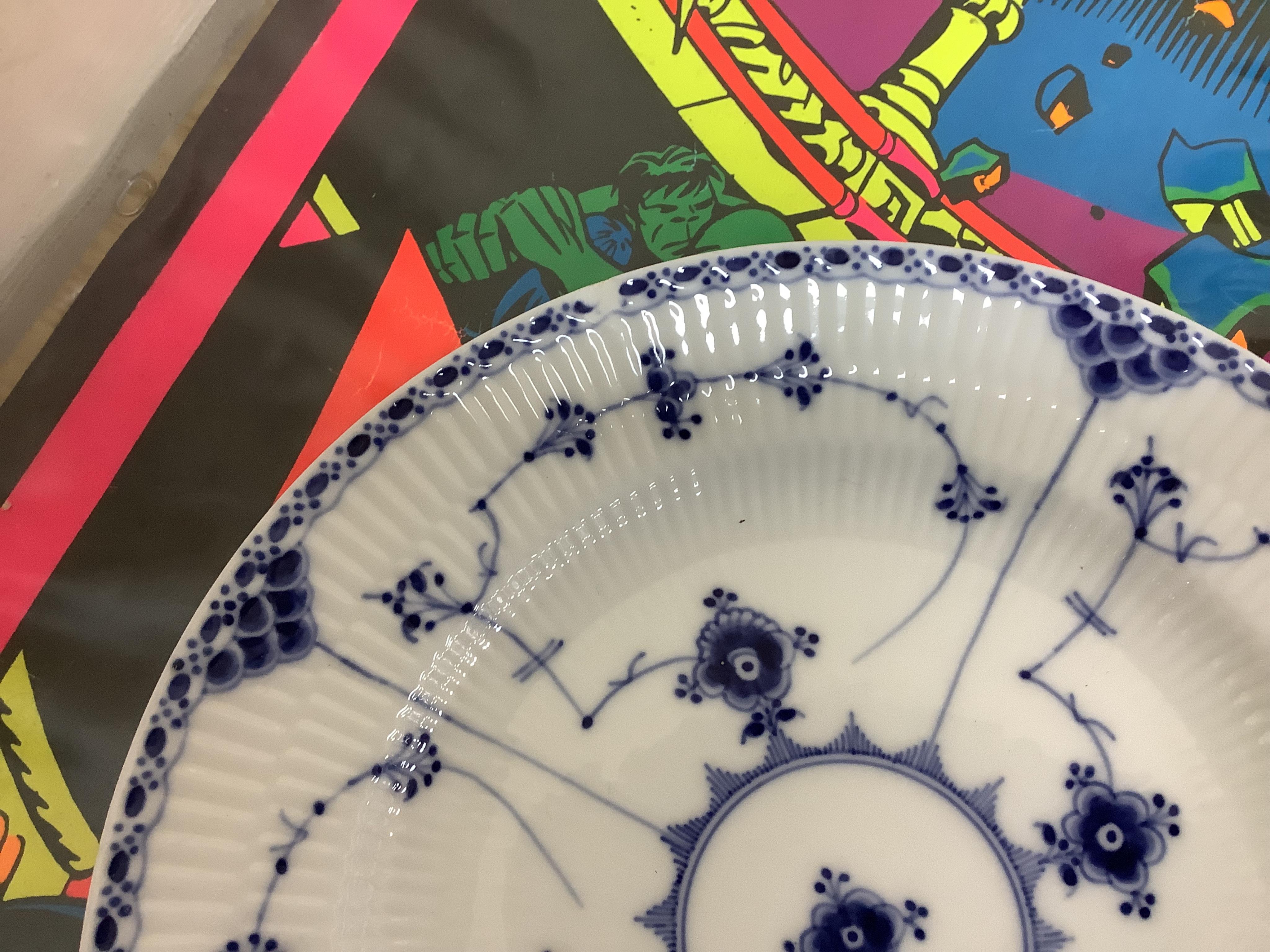 A collection of Royal Copenhagen Onion pattern blue and white dinnerware. Condition - mostly good